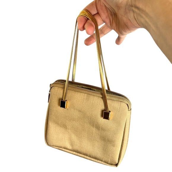 Carlo FALCHI SPORT Gold Herringbone Chain Handle Handbag Wristlet Minibag - Picture 3 of 11